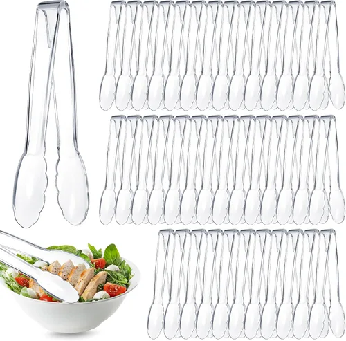 Vista 13 de Tessco for you 25 pinzas de plástico para servir a granel, pinzas desechables de plástico de 9 pulgadas, pinzas de ensalada resistentes para cocina