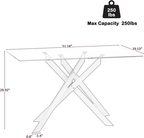 Vista 8 de Henf Juego de mesa de comedor de 5 piezas para 4, mesa de comedor rectangular de 51 pulgadas y 4 sillas de comedor de poliuretano gris carbón, mesa