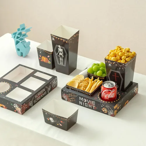 Vista 11 de Baffect Bandejas de aperitivos de noche de película 100 piezas Incluyen 20 bandejas de noche de película, 20 cajas de palomitas de maíz, 20