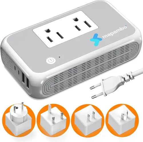 Vista 9 de Convertidor de voltaje de Estados Unidos a Europa para rizador y alisadores de cabello, convertidor de 220 V a 110 V para adaptador de enchufe