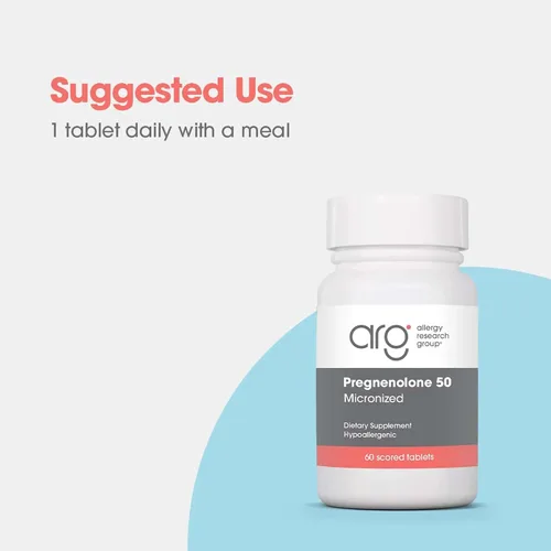 Vista 3 de Allergy Research Group - Pregnenolone 50mg Micronized Lipid Matrix 60t, Azul