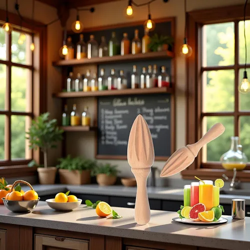Vista 7 de Exprimidor de cítricos de madera – Escariador manual de mano de limón/naranja Herramienta exprimidora de frutas portátil para el hogar, cafetería