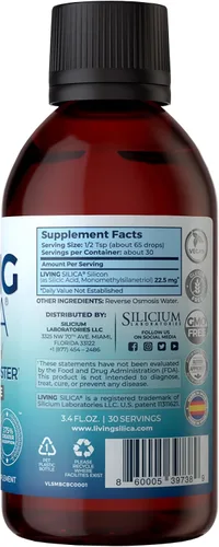 Vista 2 de Living Silica Gotas de sílice ORGONO - Tamaño de viaje Fórmula vegana y a base de minerales 3.4 fl oz