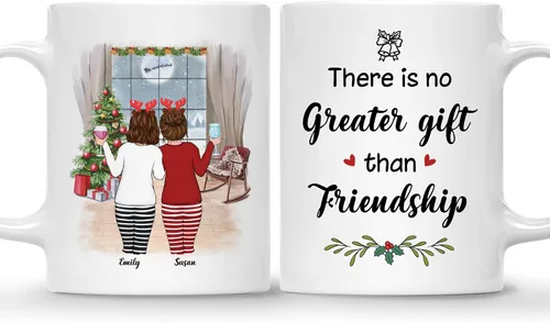 Vista 16 de Gossby Taza de café de Navidad personalizada para amigas, regalos de amistad personalizados para mujeres con diseño, nombre, regalos de mujer