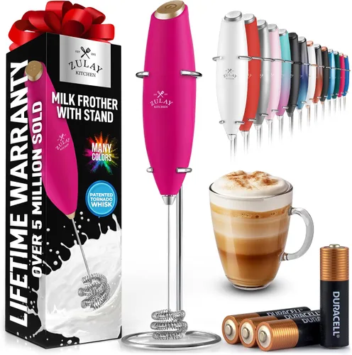 Vista 536 de Zulay Milk Boss Espumador de leche potente manual, hace espuma para latte, batidor para mezclar bebidas, café, miniespumador para capuchino, frappé