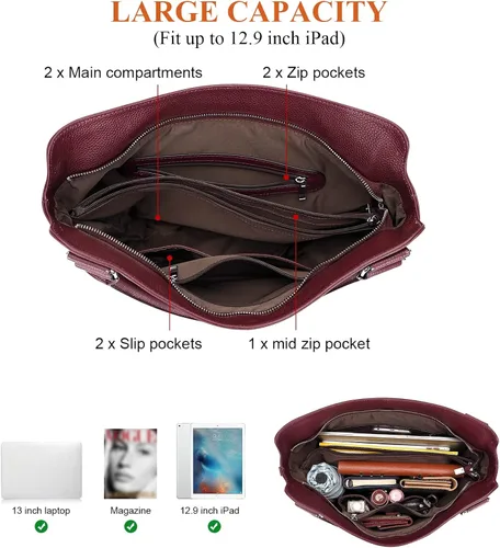 Vista 6 de Over Earth Bolsos de cuero genuino para mujer, bolso de hombro Hobo para mujer