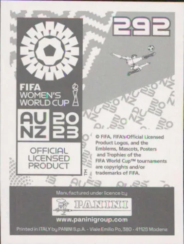 Vista 2 de Pegatinas de la Copa Mundial Femenina de Panini FIFA 2023 # 292 Wang Shuang China Mini Sticker Soccer Futbol Tarjeta de intercambio