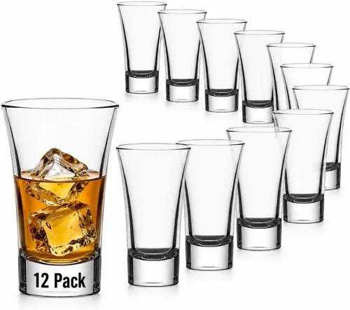Vista 14 de Paquete de 12 vasos de chupito de 1.8 onzas a granel con base pesada, juego de vasos de chupito de medición transparentes para café, vodka, tequila