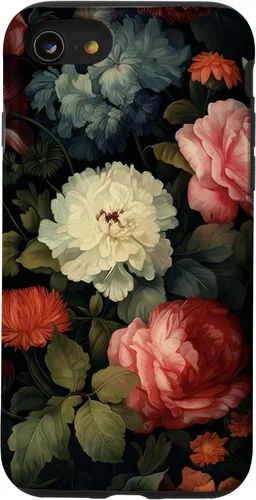 Vista 18 de Vintage Dark Flower Pattern Moody Floral Case for iPhone 16