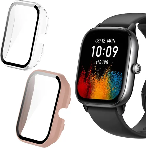 Vista 12 de Lamshaw Funda compatible con Amazfit GTS 4 Mini, carcasa protectora de policarbonato duro con protector de pantalla de vidrio templado compatible