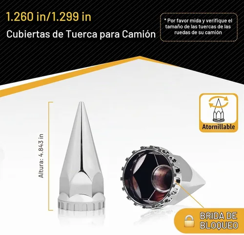 Vista 3 de 20 cubiertas para tuercas de llanta de 1.260 in/1.299 in, cubiertas de tuercas de espiga de plástico ABS cromado antioxidante roscado para tuercas