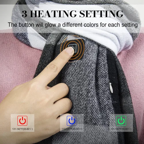 Vista 2 de EN'DA professional Heated Scarf for Women and Men with Rechargeable Battery, 3 Levels Temperatures