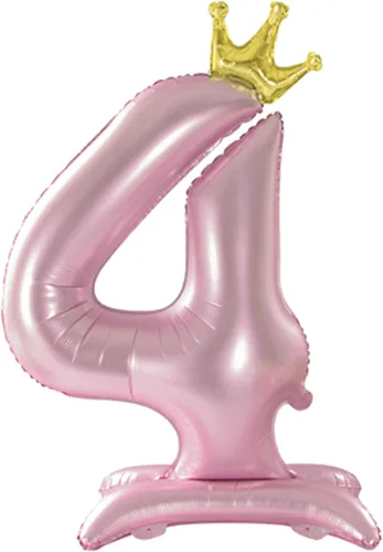 Vista 6 de Globo con Corona Rosa Número 1 de Tellpet con Base para Decoración de Fiesta de Primer Cumpleaños de Niñas