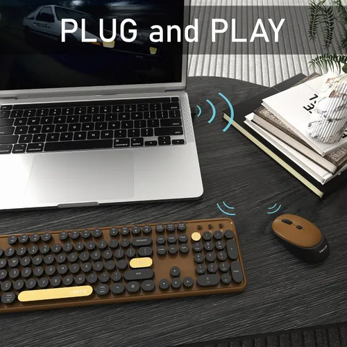 Vista 3 de Coloridos teclados inalámbricos de computadora y mouse combinados