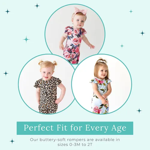 Vista 22 de Posh Peanut Mameluco de manga casquillo con volantes para bebé, ropa para niñas recién nacidas, pijama de una pieza para niños, viscosa suave
