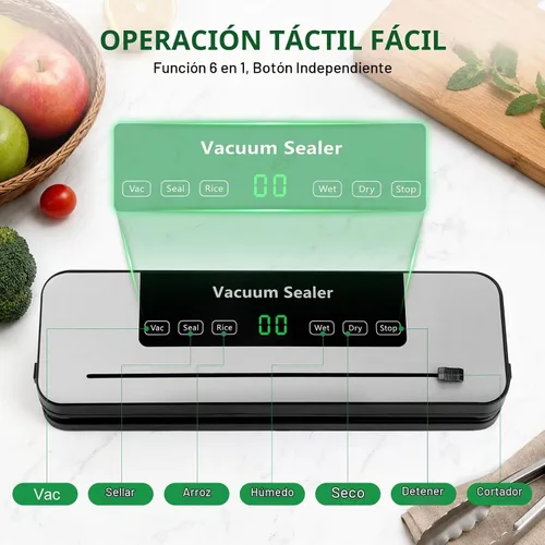 Vista 3 de Máquina selladora al vacío para alimentos, compacta automática con cortador de bolsas
