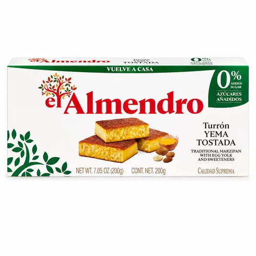 Vista 2 de El Almendro Turrón de almendras suaves sin azúcar (Turron Blando) 7oz (200 g)