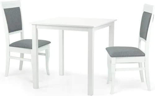 Vista 10 de Mesa de cocina cuadrada de comedor con diseño contemporáneo de madera maciza en acabado blanco