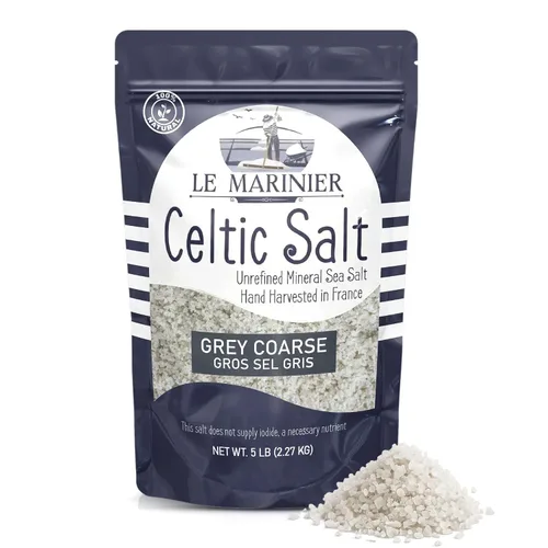 Vista 10 de Le Marinier Sal marina céltica orgánica gris gruesa, 1.1 lb - 18 oz. Sal marina francesa 100% natural y sin refinar rica en minerales orgánica. Sal