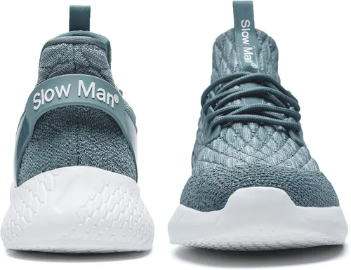Vista 3 de Slow Man Zapatos de correr para hombre, zapatos de caminar para hombre, de malla de punto, transpirables, zapatos deportivos sin cordones, cómodos