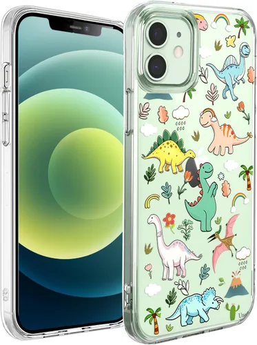 Vista 13 de Unov Funda para iPhone 12 Mini, transparente con diseño, ajuste delgado, buen agarre, funda para teléfono en relieve, cubierta protectora a prueba