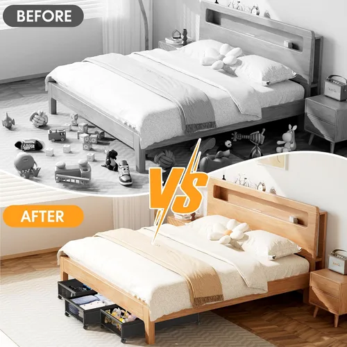 Vista 6 de Almacenamiento Debajo de la Cama con Ruedas, 1 Paquete Contenedores de Almacenamiento Debajo de la Cama, Almacenamiento de Zapatos Debajo de la Cama