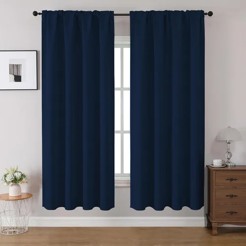 Vista 42 de CUCRAF Cortinas opacas de 45 pulgadas de largo, juego de 2 paneles para dormitorio, bolsillo para cortinero, cortinas de oscurecimiento