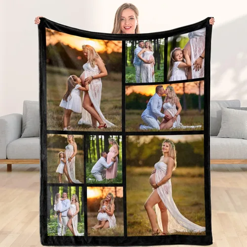 Vista 9 de DIYKST Manta de forro polar personalizada con fotos para familiares, amigos y mascotas, mantas personalizadas con collage de fotos de 1 a 9