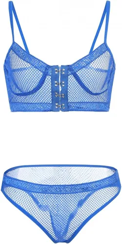 Vista 6 de Hemlock Conjunto de lencería de red para mujer talla grande brasier y pantalón ropa interior de dos piezas