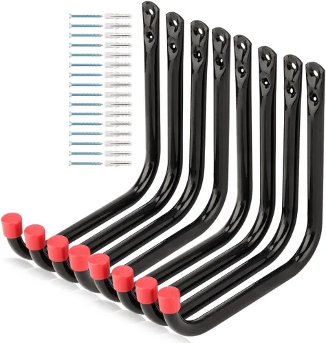 Vista 10 de Garaje de almacenamiento J Utility Hook, paquete de 8 ganchos resistentes para colgar en la pared, organizar herramientas de jardín, bolsas
