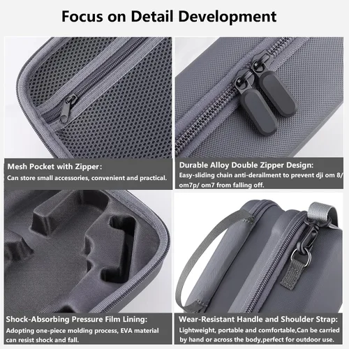 Vista 2 de Estuche de transporte para DJI OM8 – Bolsa de almacenamiento portátil de viaje, funda rígida para DJI Osmo Mobile 8 Smartphone Gimbal Stabilizer