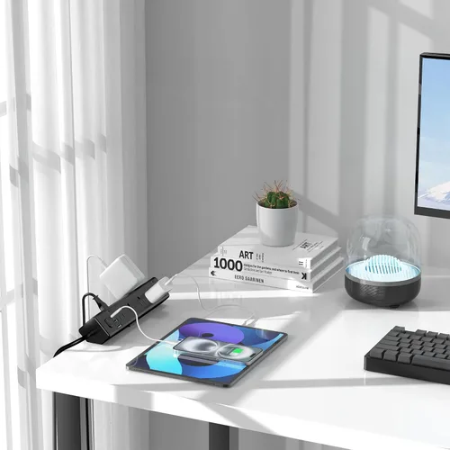 Vista 7 de Estación de carga rápida de 40 W, regleta de alimentación con abrazadera de escritorio 20 W USB C, 8 tomacorrientes, 8 puertos USB, 4 USB C y 4 USB