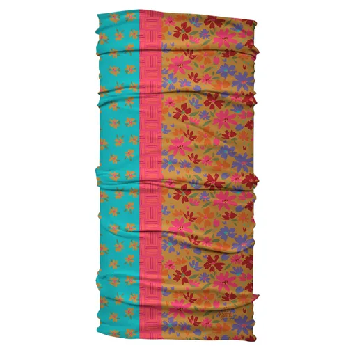 Vista 2 de Karma Diadema floral dividida verde azulado/albaricoque para mujer, ancha, diadema de tela y bufanda elástica para el cabello, verde Albaricoque