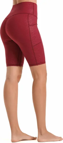 Vista 4 de Sunzel Pantalones cortos de ciclismo de 10 pulgadas, 8 y 5 pulgadas, para mujer, con bolsillos, cintura alta, para yoga, atletismo, gimnasio