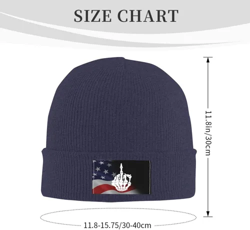 Vista 3 de Skull Skeleton Bone Middle Finger Unisex Four Seasons Knitted Hat Winter Warm Hats Hats for Men Women One Size Navy Blue