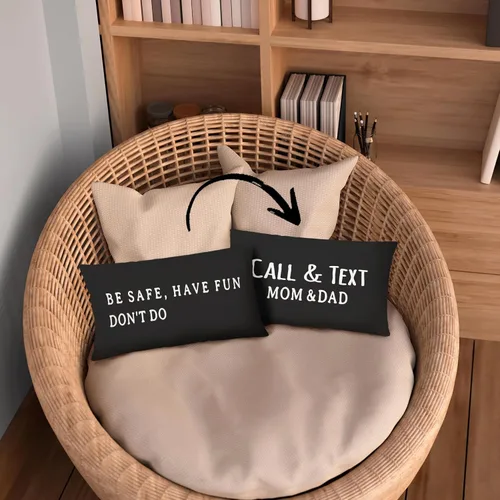 Vista 7 de Mingnei Funda de almohada con texto en inglés "Call Your Mom", divertida funda de almohada reversible decorativa de 12 x 20 pulgadas, regalos