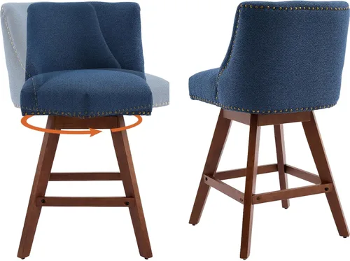 Vista 25 de Juego de 2 taburetes de bar giratorios modernos, taburetes de bar de 26.6 pulgadas de altura de mostrador beige con respaldo para isla de cocina