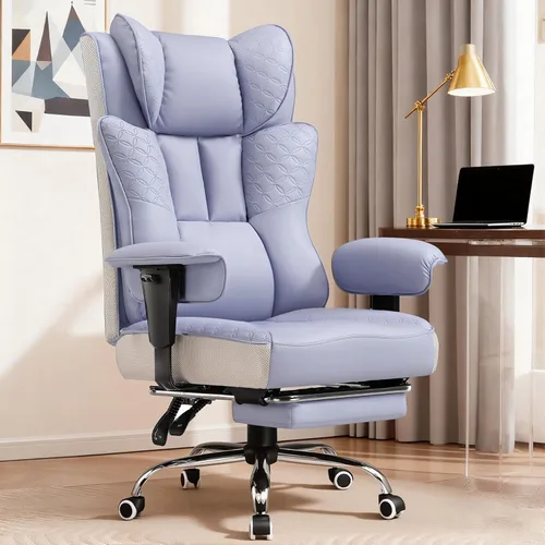 Vista 19 de GTRACING Silla de oficina grande y alta de 400LBS, ergonómica, de tela, diseño de lujo con relieve, silla para juegos con reposapiés, apoyabrazos