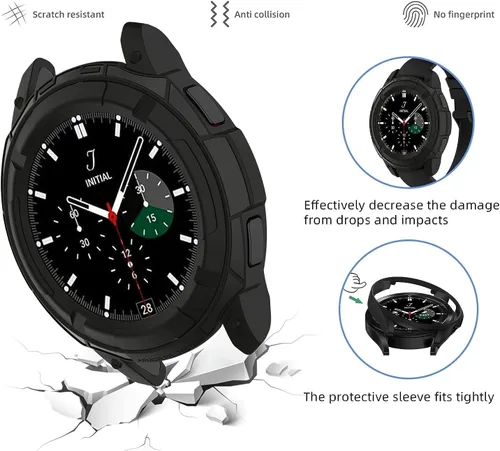 Vista 3 de E ECSEM Funda compatible con Samsung Galaxy Watch 6 Classic de 1.73 pulgadas y 1.77 pulgadas, carcasa de borde completo con anillo de bisel