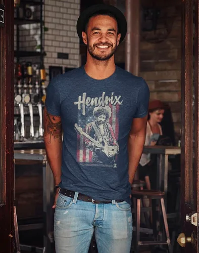 Vista 3 de Jimi Hendrix 1960's Psychedelic Musical Icon USA Flag Camiseta desgastada
