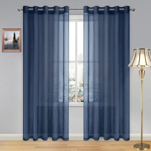 Vista 71 de DWCN Cortinas traslúcidas color verde frijol para sala de estar y dormitorio - Cortinas voile con aspecto de lino sintético con ojales en la parte
