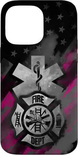 Vista 21 de EMT EMS Firefighter Pink Smoke Line USA American Flag Case for iPhone 17