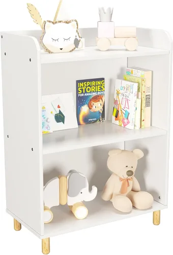 Vista 8 de CuisinSmart Estantería para niños, estantería infantil de 4 niveles, estantería para niños, armario de almacenamiento de juguetes, estantería