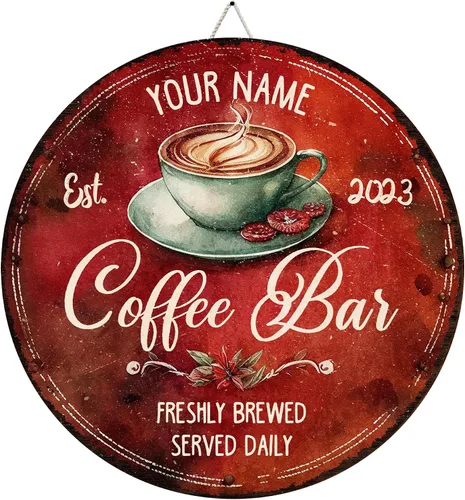 Vista 13 de Artsy Woodsy Letrero personalizado de madera para barra de café (no tallada o neón), placa de pared para decoración de cocina, regalos 01
