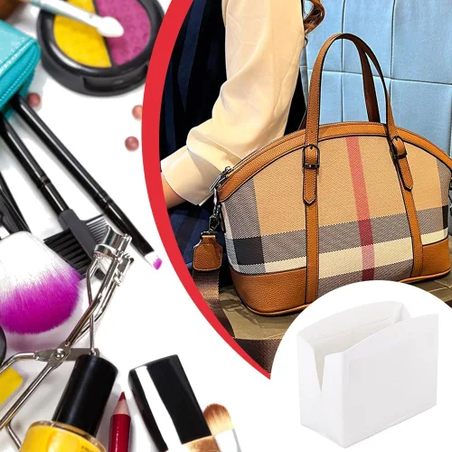 Vista 6 de PH PandaHall Organizador de fieltro blanco para bolso, 11.8 x 5.1 x 9 pulgadas, plegable, organizador de bolsillo para mujer, bolso, cartera