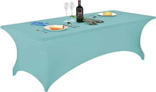 Vista 64 de LZY Cubierta de Mesa Elástica Ajustable de Spandex para Mesa Plegable de 6 pies, 4 pies o 8 pies, Mantel de Cóctel Rectangular, Perfecto para Champn