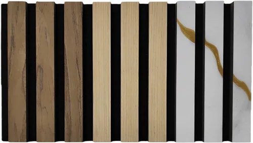 Vista 14 de Paquete de 2 paneles acústicos de listones de madera, paneles decorativos de pared absorbentes de sonido