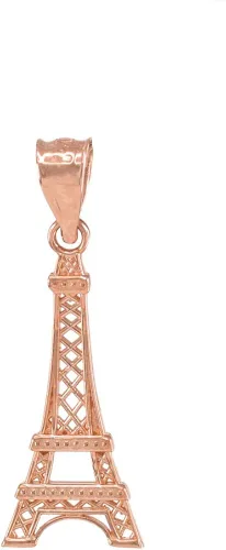 Vista 3 de Collar con colgante de oro rosa de 14 quilates con colgante de torre Eiffel