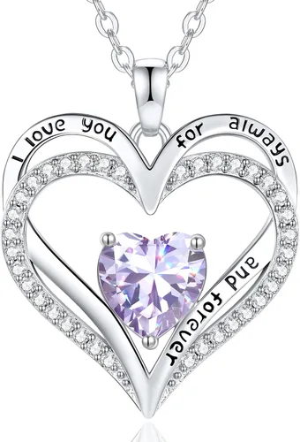 Vista 79 de CDE Collares de piedra natal para mujer, plata de ley 925, collar con colgante de corazón para siempre, Navidad, cumpleaños, aniversario, día de San