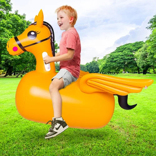 Vista 3 de Juguete de caballo inflable para niños, juguete de animales de salto para niños, juguete de salto de caballo favorito de los niños. Perfecto